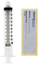 Photo of the 10mL syringe and patient ID label